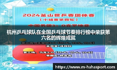杭州乒乓球队在全国乒乓球节奏排行榜中荣获第六名的辉煌成就